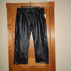 NEW Men's Size 40 x 30 Wilsons Black Leather Motorcycle Riding Pants Vintage Y2K